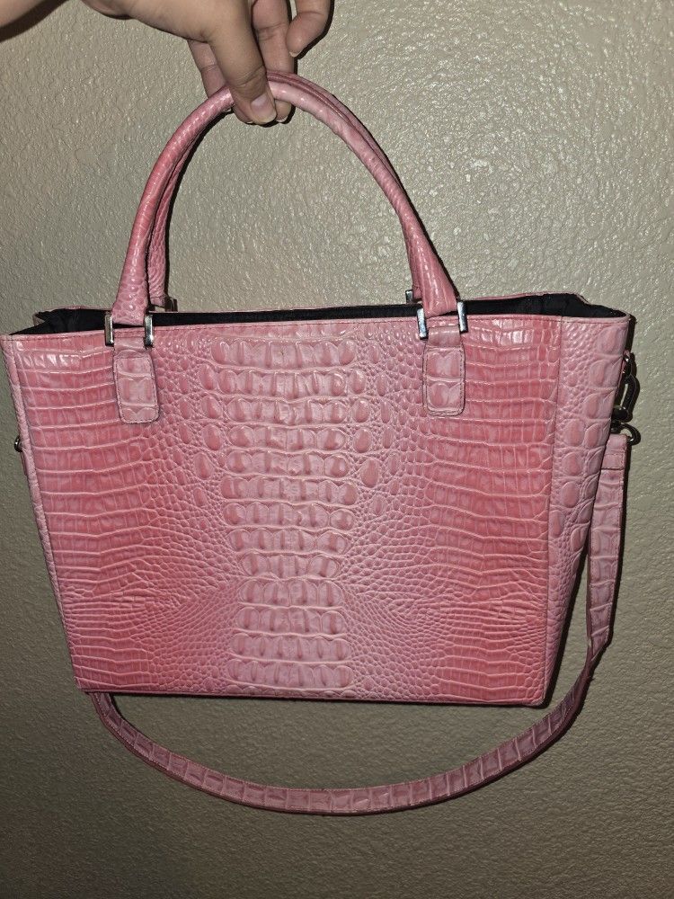 Pink Crocodile Print Bag