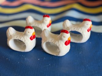Set of 4 Chicken Napkin Rings