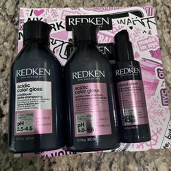 Redken Acidic Color Gloss Shampoo Conditioner Leave In Set Shiny Vibrant Hair