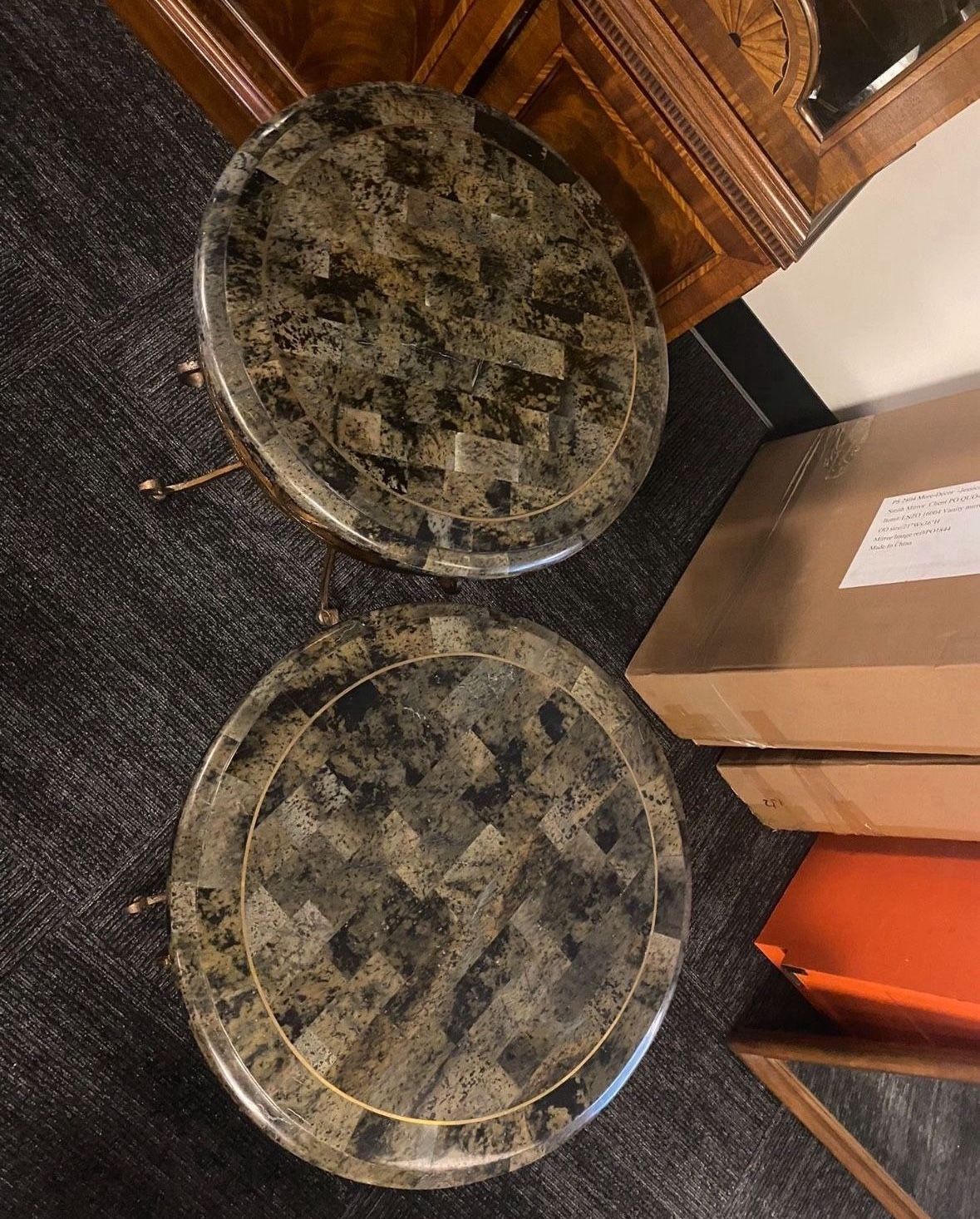 Stone and Brass Accent Tables