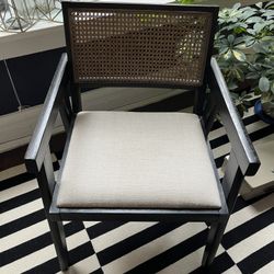 4 KROY CANE BACK ARM CHAIRS IN BLACK DRIFTED 