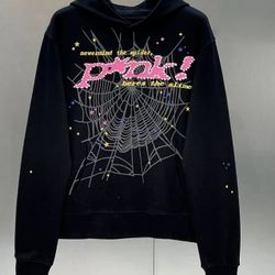pink sp5der hoodie in colors black and pink
