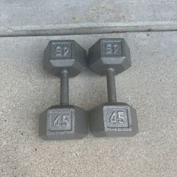 Cap 45Lb  pair Solid Barbell Hex Dumbbells $90   