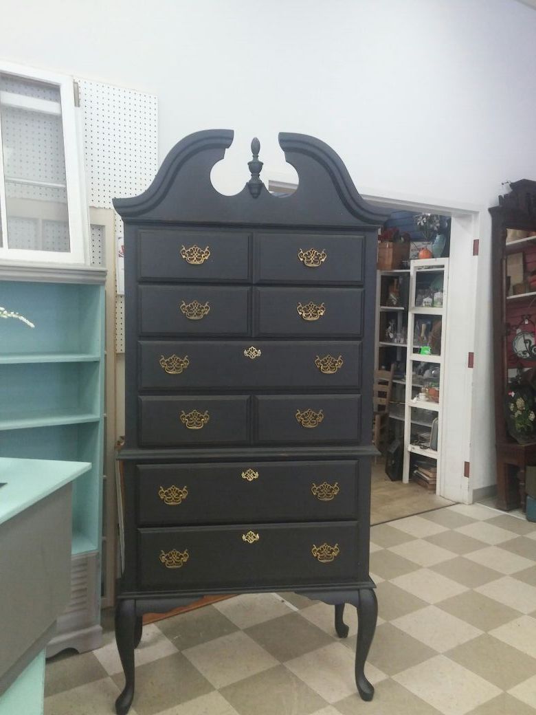 REDUCED Highboy dresser painted black located @ The big shanty Auction & Antiques 2 2932 canton rd mariettai (contact info hidden)