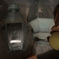 2 Antique Light Glass  Wall Fixtures 