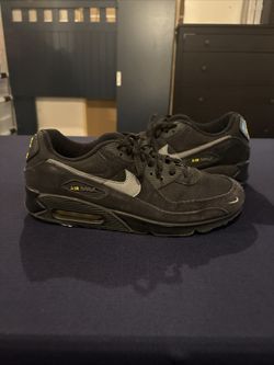 Nike Air Max 90 Men Size 11.5 Black Yellow Strike Metallic Grey Shoes