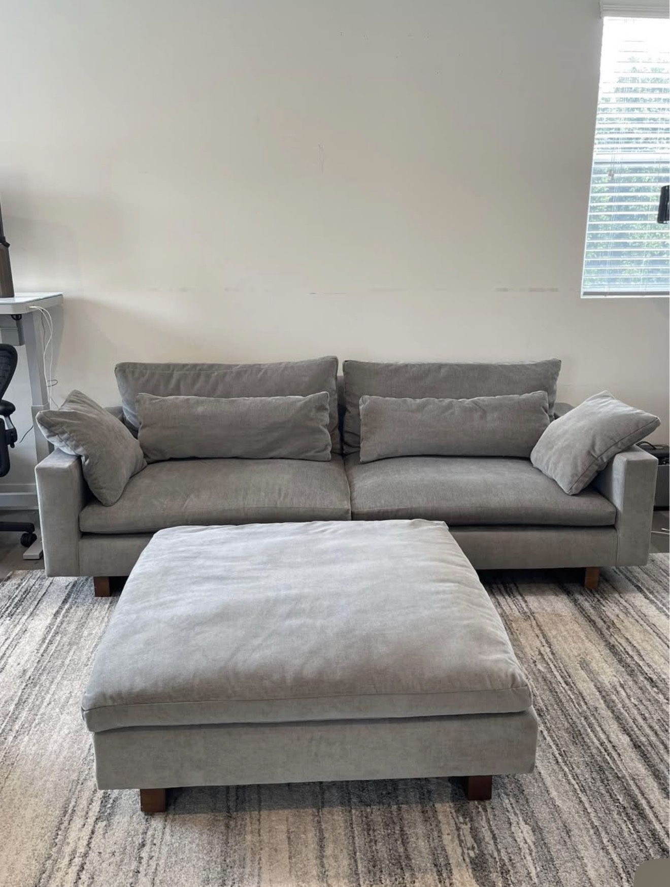 West Elm Sofa Couch With Ottoman