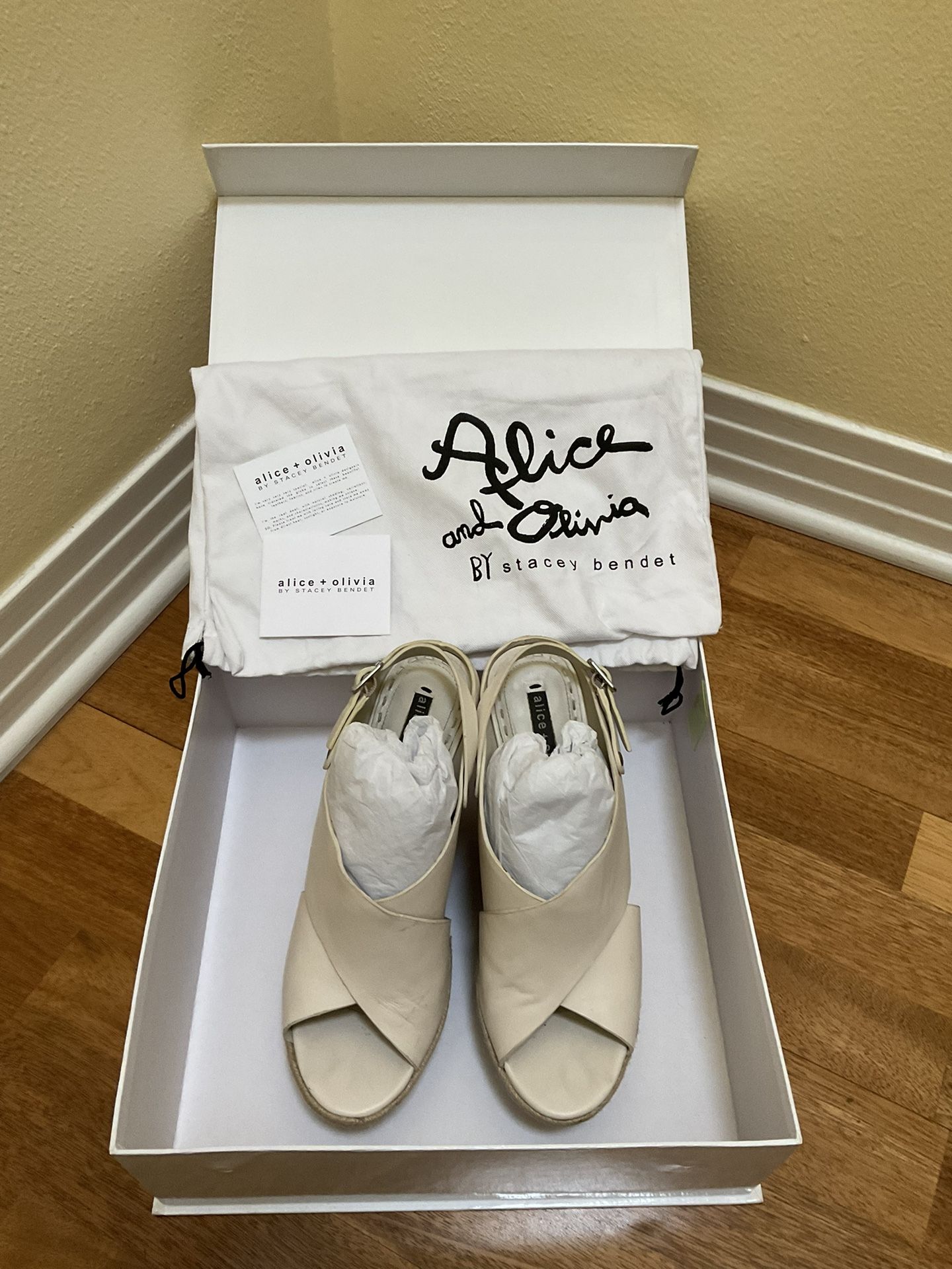 Alice & Olivia Platform Wedges (Bone 9.5)