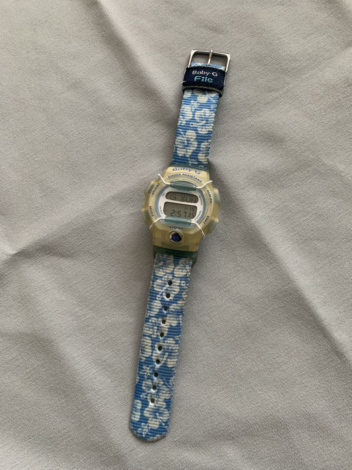 CASIO Baby-G File Watch, Blue/White Hibiscus