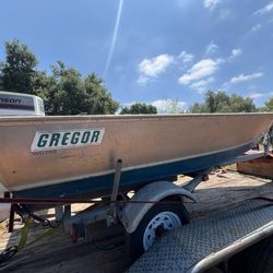 1984 Gregor 13'4"  Boat With 25 Johnson And Trailer