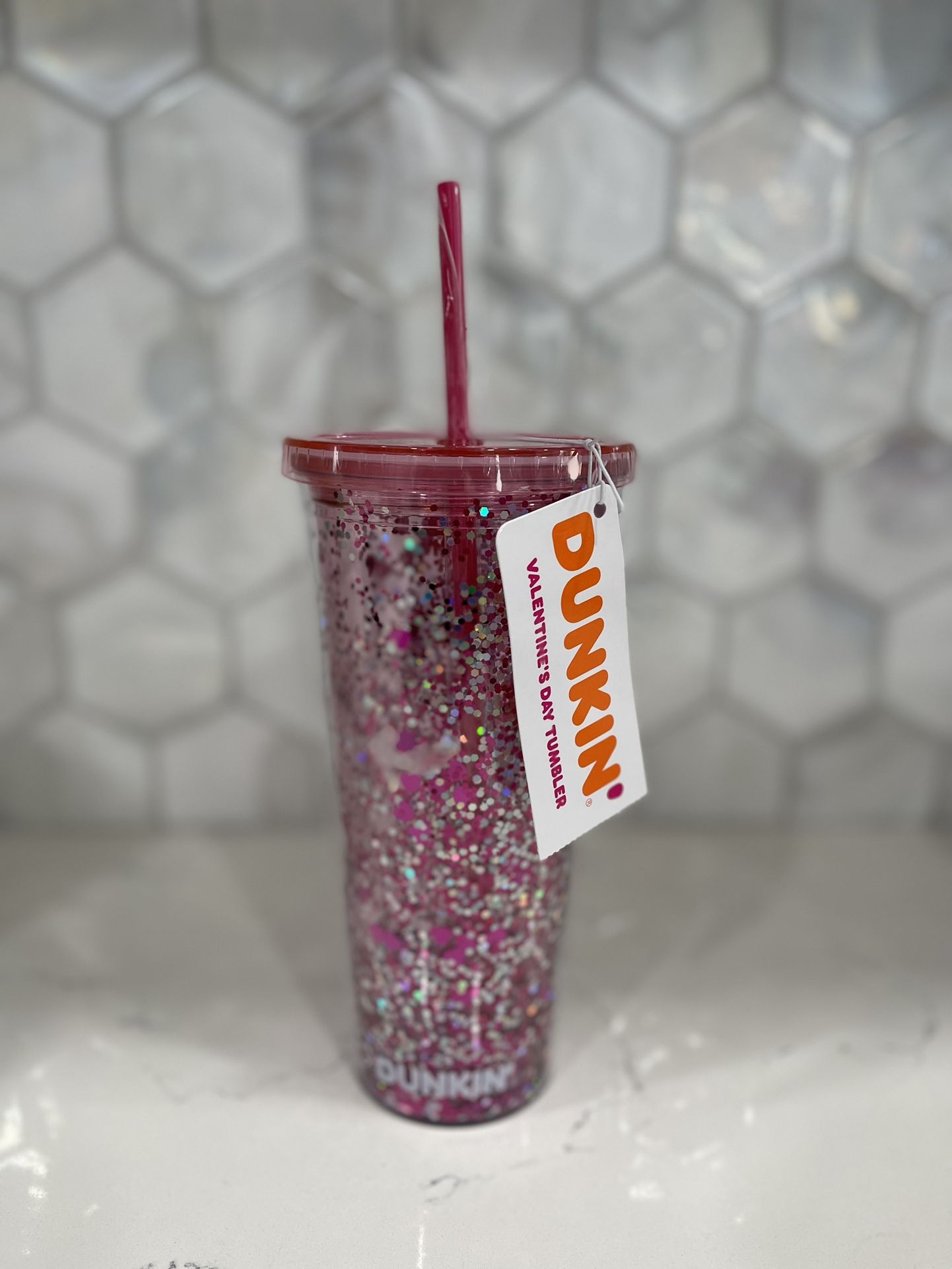Dunkin Donuts 2023 Valentines Tumbler Pink