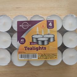 Tea Light Candles: NEW, UNOPENED, 45 Total