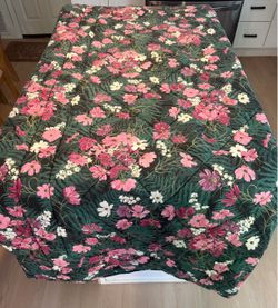 Vintage Queen Size Comforter & Bedset | Green & Pink Floral