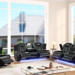 Luz Black 3 Pc Reclining Set 