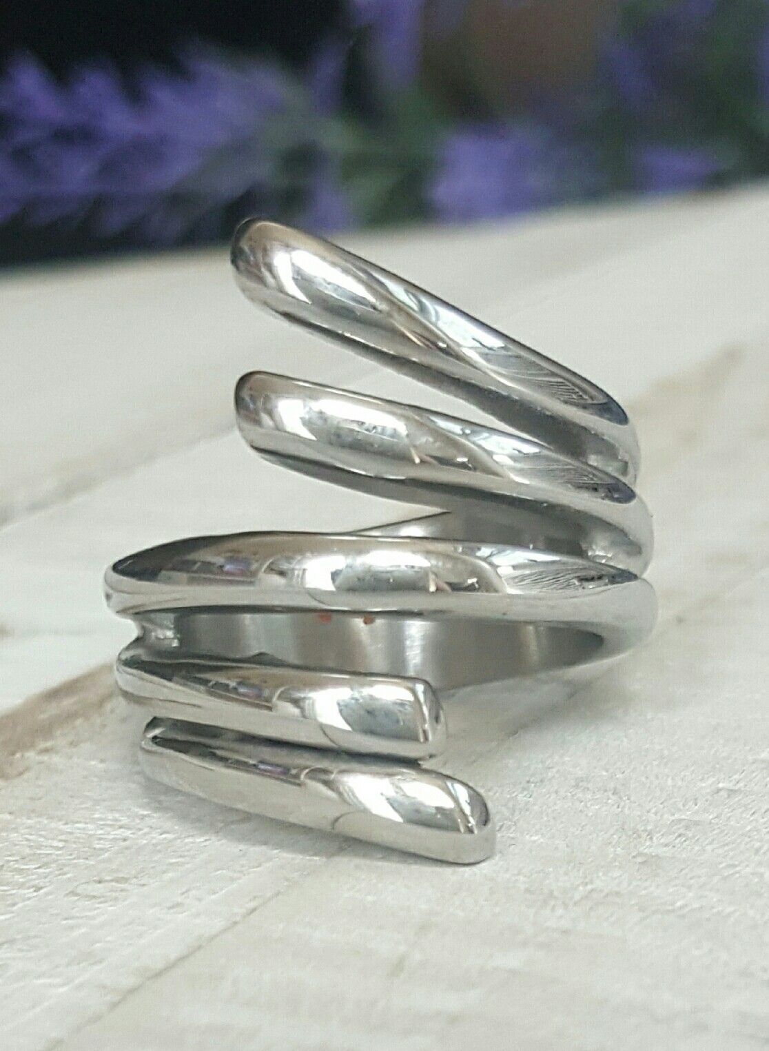 (LOCAL) Angel Wings Design Stainless Steel Ring(Size 8)
