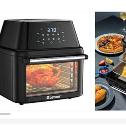19 qt. Black Air Fryer Oven with Rotisserie