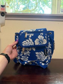 Aloha Hawaii Spirit Backpack Hawaiian Print Travel Purse Bag Blue Floral Print