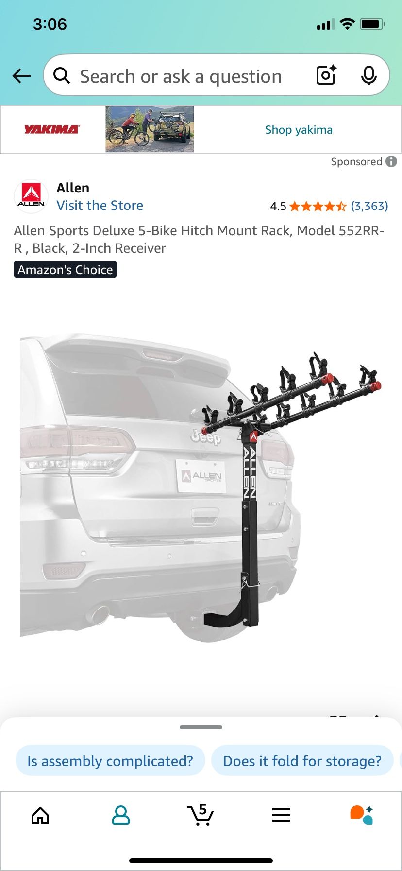 5 Bike, Hitch Mount Rack,