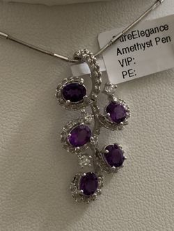 Genuine Amethyst on sterling silver with 18” sterling silver necklace