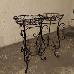 2 Black Plant Stands Metal