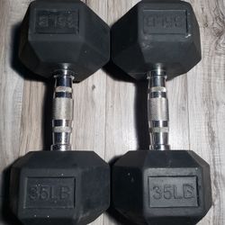 35 Pound Hex Rubber Dumbbells