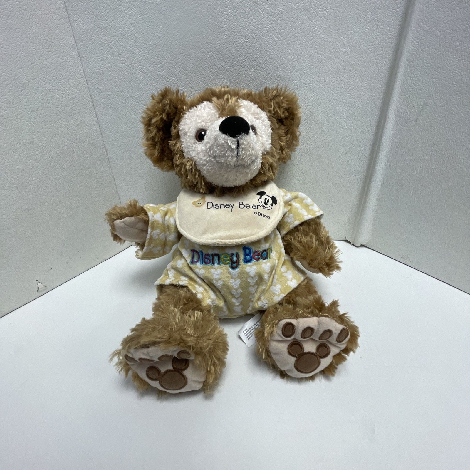 Disney Duffy My First Bear 14” Plush Hidden Mickey Baby Teddy Pajamas Bib