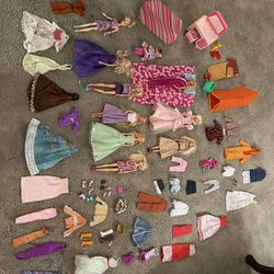 GIANT LOT Vintage Barbies, Clothes, Camping gear, Accessories 