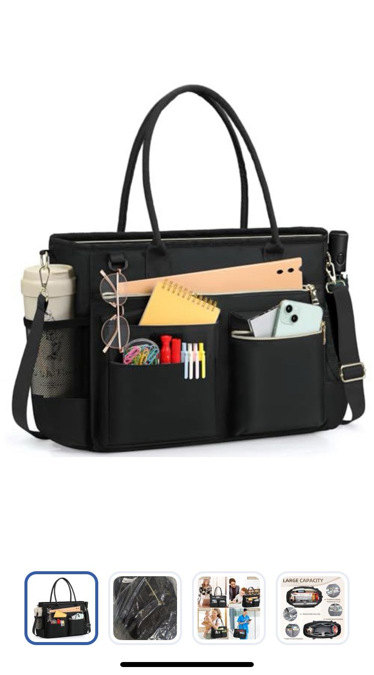 RAINSMORE Laptop Bag for Women 15.6 Inch Work Teacher Tote Nurse Bag Professional Laptop Tote Computer Messenger Shoulder Bags Large Handbag Business