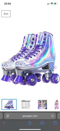 JAJA HOHO Holographic Purple Lined Unisex Roller Skates - Size: US 7 (W 8 & M 7)