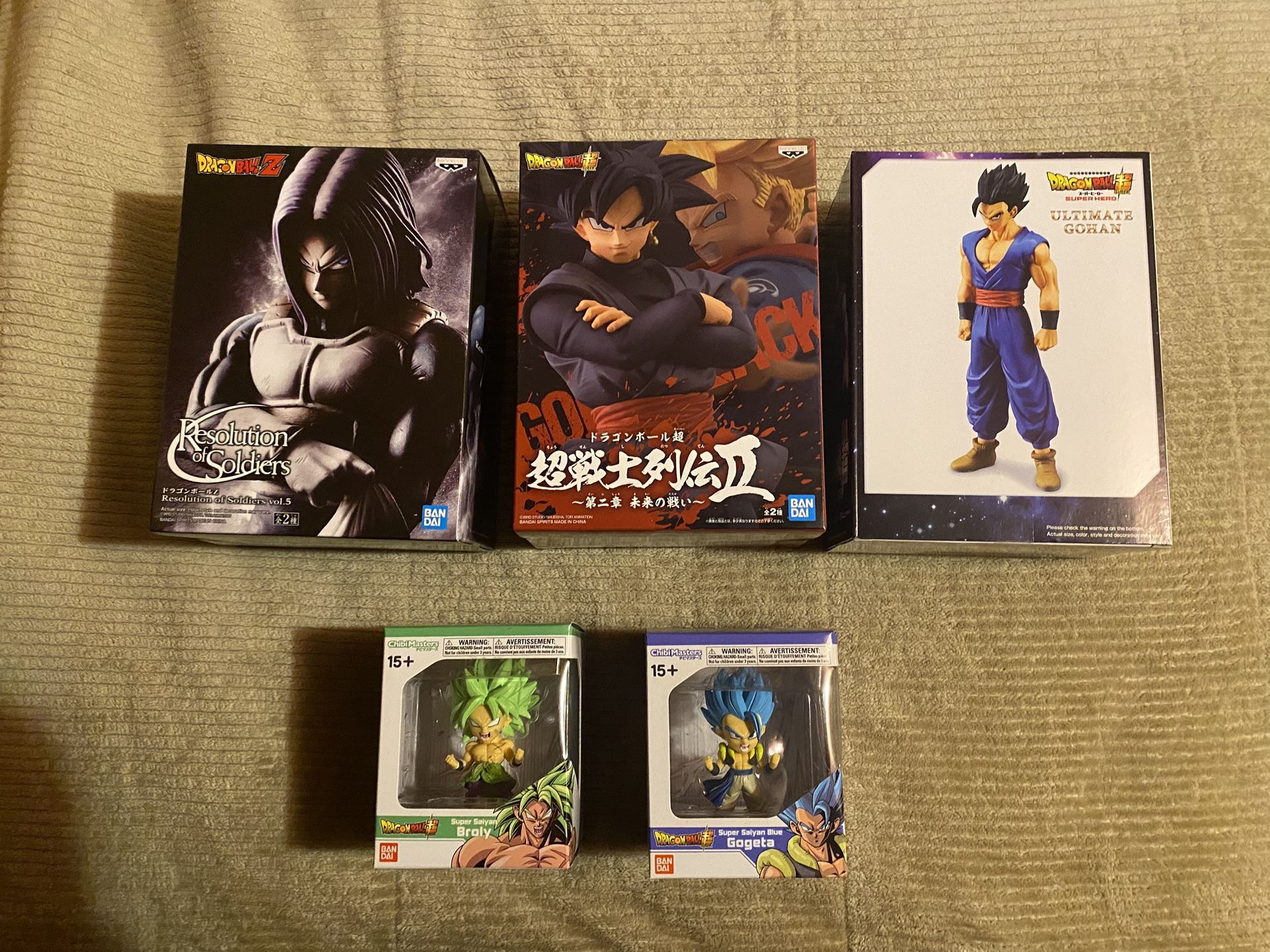 Dragon Ball Super & Z Lot, Banpresto Gohan, Goku Black, Trunks & Chibimaster.