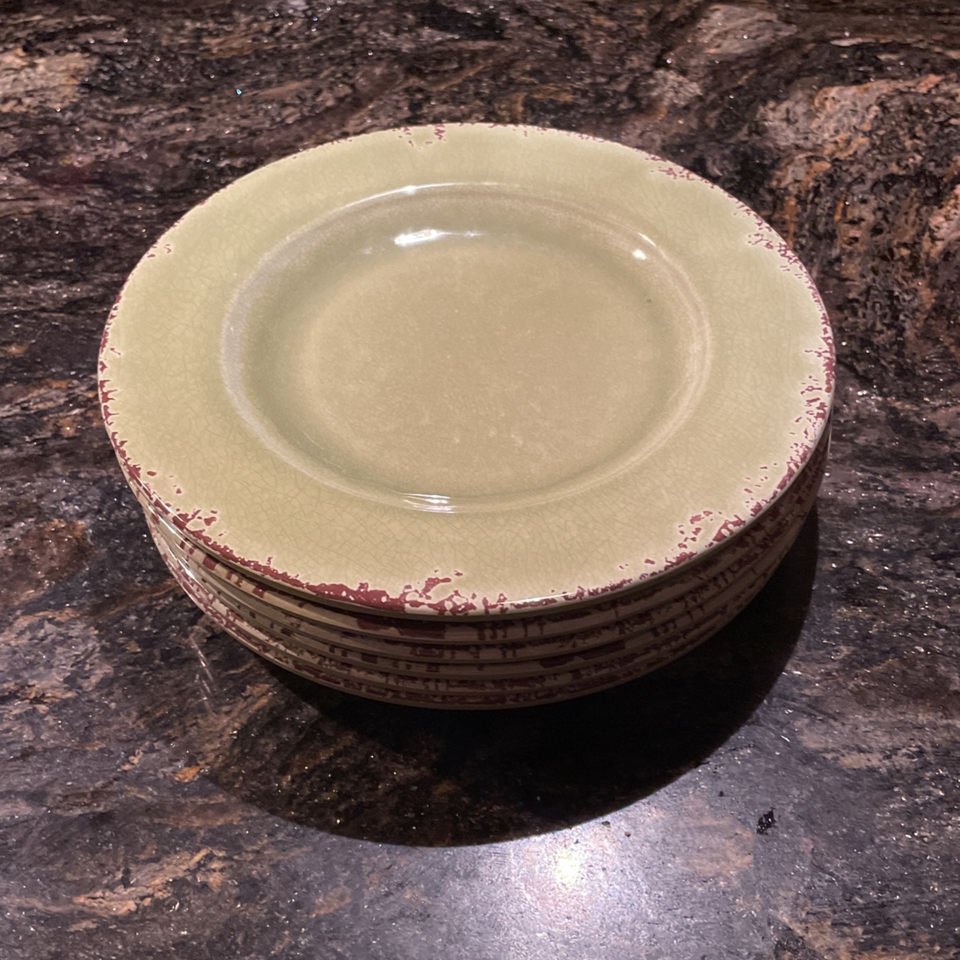 6 Williams Sonoma Rustic Outdoor Melamine Green Salad Plates