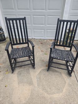 Pair of Black Wood Rocking Chairs