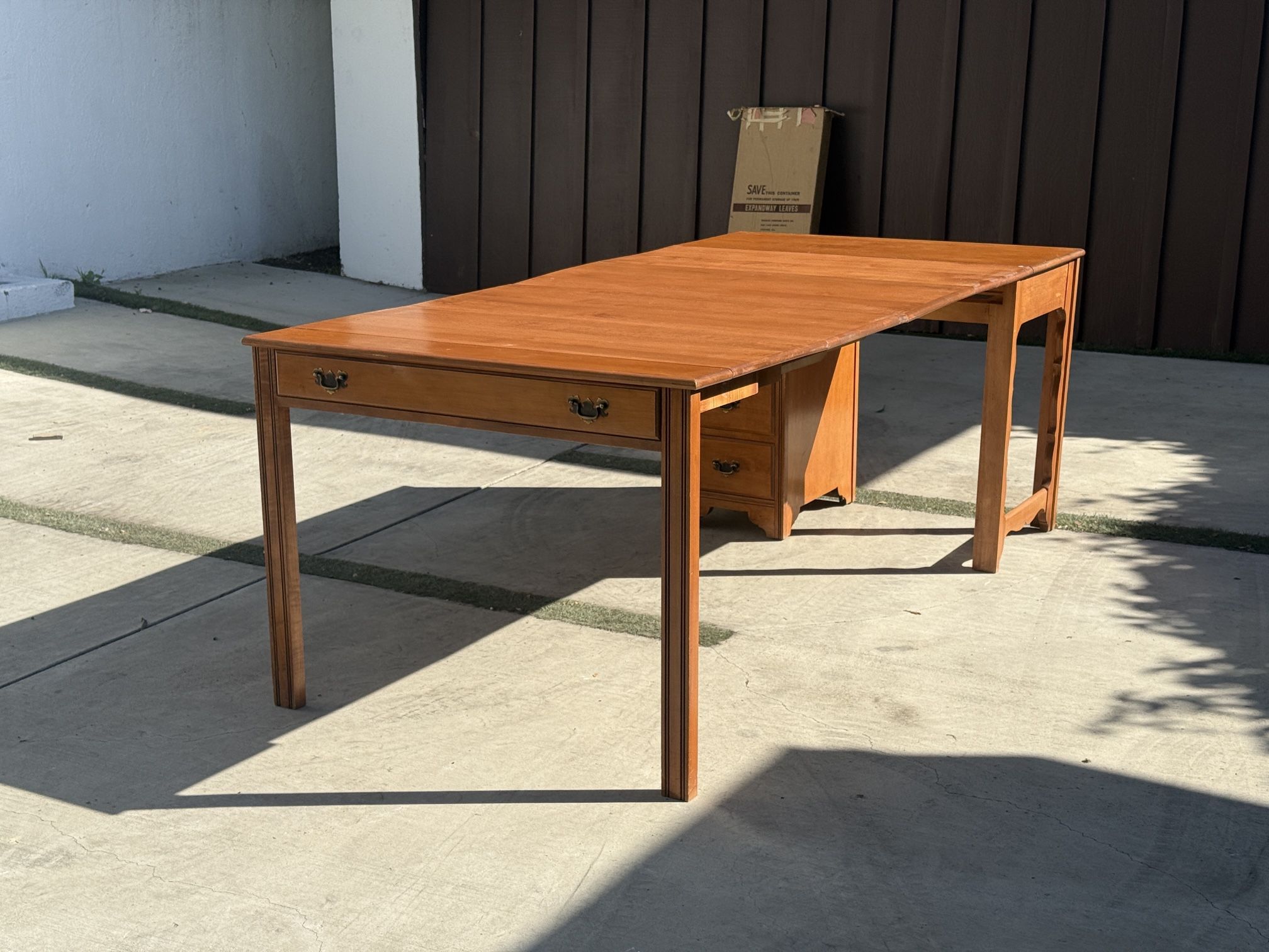 Vintage Expandable Desk / Table – Solid Wood by Saginaw Furniture (4 Leaves!)