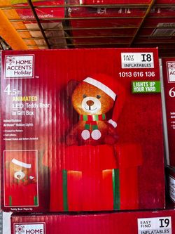 Home Accents Holiday 4.5 ft Animated LED Teddy Bear Inflatable