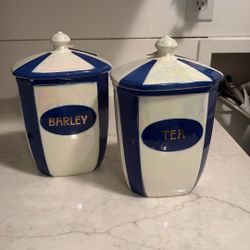 Vintage Tea & Barley Canisters, From Czechoslovakia 