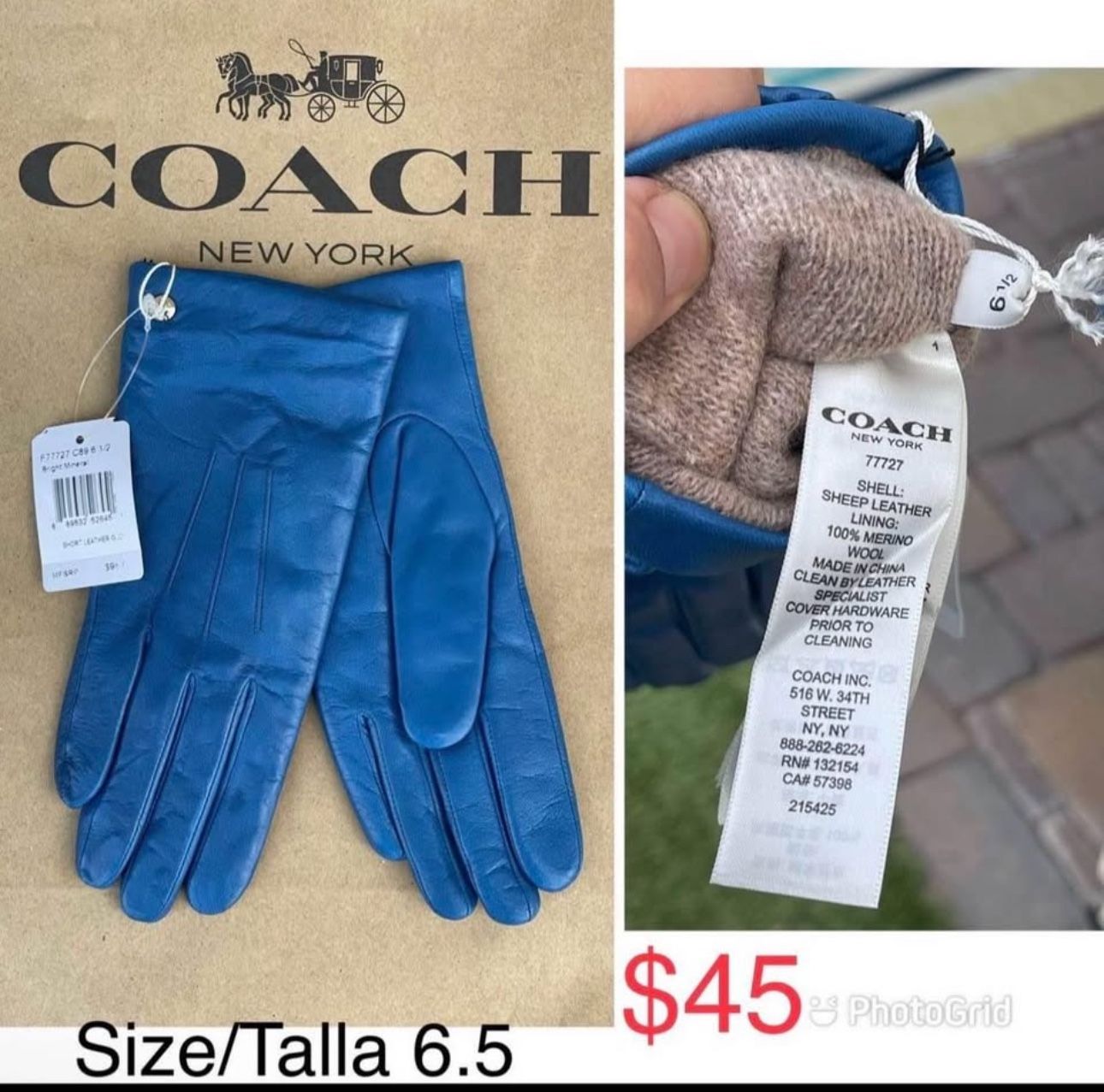 Coach gloves, New, Prices in Pics/Guantes Nuevos, precios en las fotos