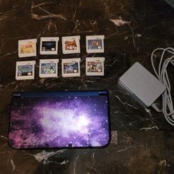 Nintendo 3DS XL Galaxy Edition w/ 8 Games + Case