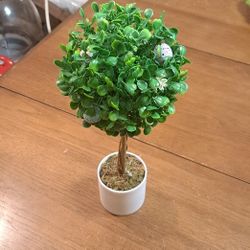 13.5" Tall Artificial Boxwood Easter Egg Topiary W/Easter Eggs In It