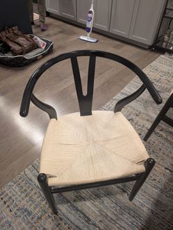 9 wishbone chairs - black and natural