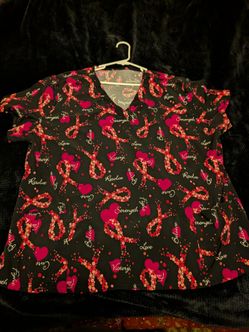 XL breast cancer awareness scrub top
