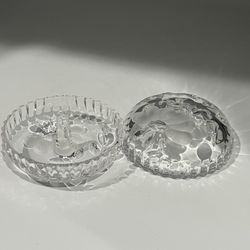 Vintage Princess House HERITAGE Flower Ring Holder W/cover Lead Crystal Elegance