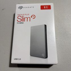 Seagate Backup Plus Slim for Mac 1TB Portable External HDD USB 3.0 Silver