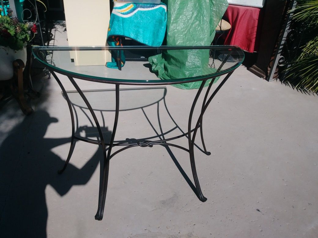 Entry Table. Metal with Glass Top