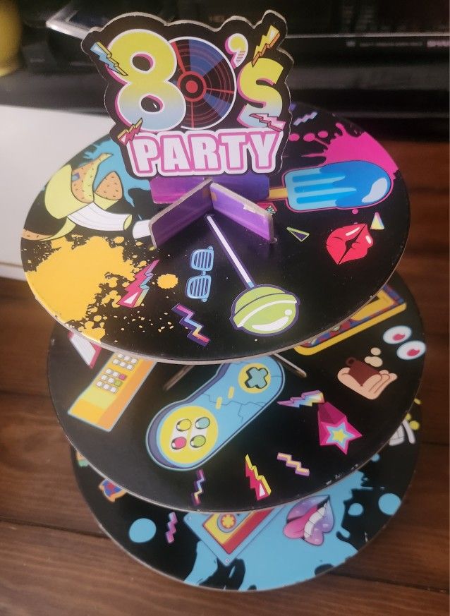 80s Party Cup Cake Stand