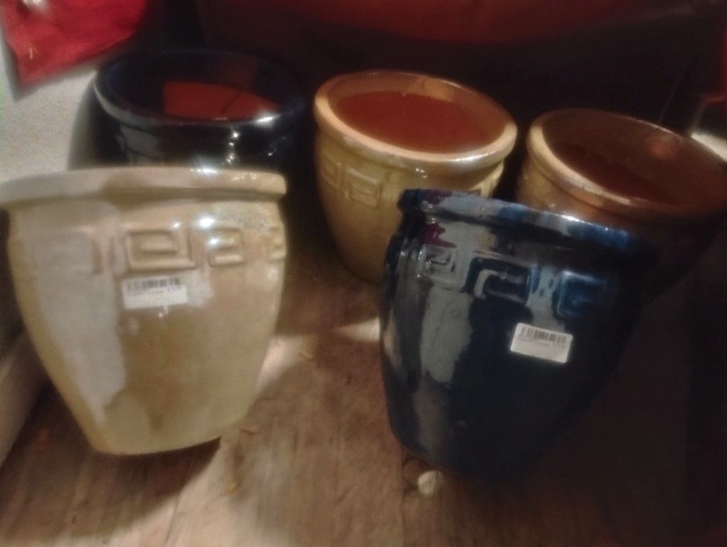 5 Beautiful Fishbowl Pottery Flower Vases 3 Shiny Tan One And Then 2 Old Navy 