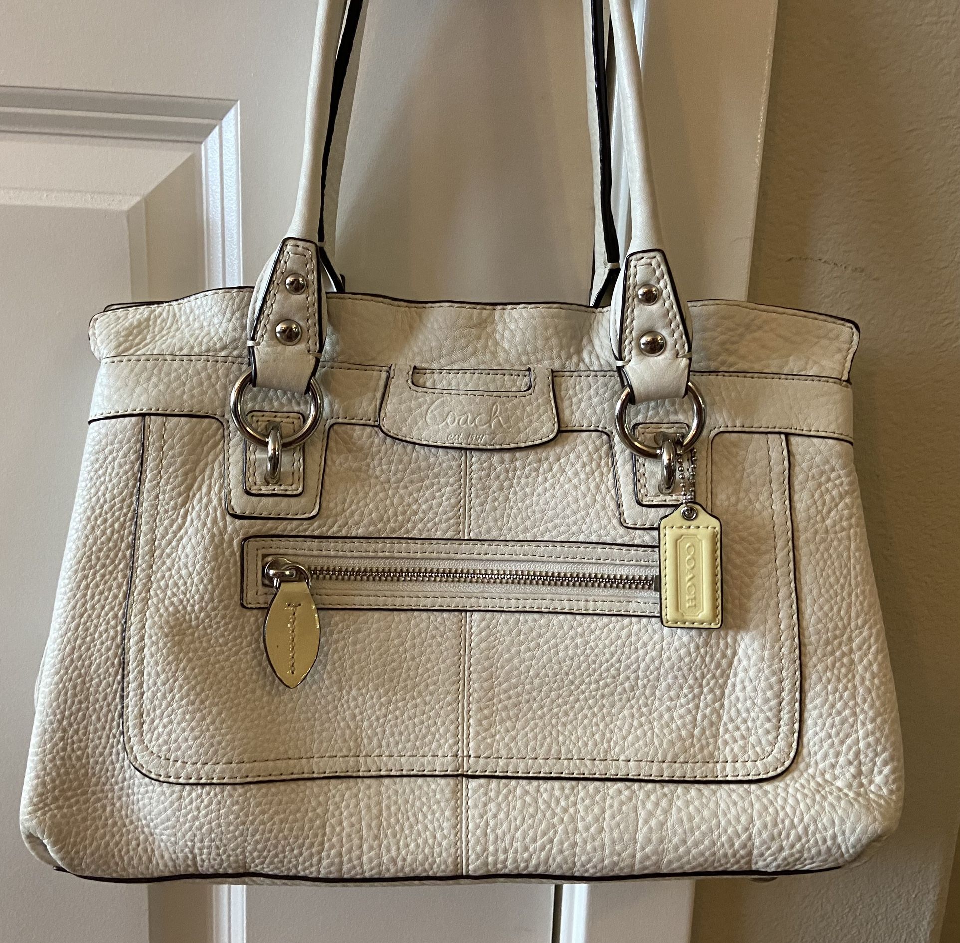Coach White Leather Satchel Bag