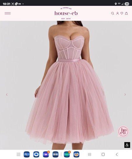 Brand New House Of CB French Corcet Rose Midi Tull Dress