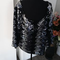 Fully Sequined Low Neck Top 