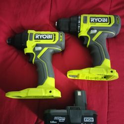 Ryobi Impact And Driver  One Battery And Charger 