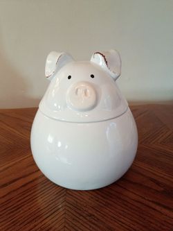 "FARMYARD" 2/pc Ceramic Pig Cookie Jar